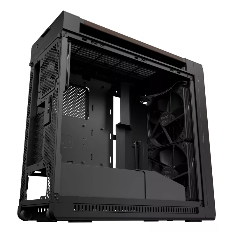 ASUS ProArt PA602 Wood Edition Modern Black - korpusas Midi Tower su grūdinto stiklo šoniniu dangčiu, juodas, medinis