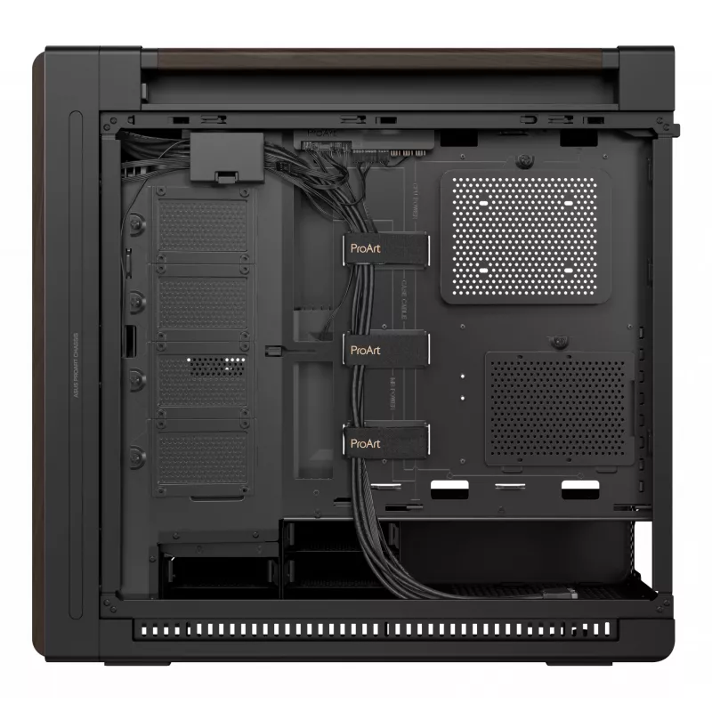 ASUS ProArt PA602 Wood Edition Modern Black - korpusas Midi Tower su grūdinto stiklo šoniniu dangčiu, juodas, medinis