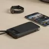 Powerbank MediaRange MRMA753 10 000 mAh LiPo su integruotais kabeliais, LC ekranu, USB-C PD ir Quick Charge, juoda