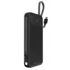 Powerbank MediaRange MRMA753 10 000 mAh LiPo su integruotais kabeliais, LC ekranu, USB-C PD ir Quick Charge, juoda