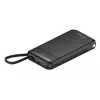 Powerbank MediaRange MRMA753 10 000 mAh LiPo su integruotais kabeliais, LC ekranu, USB-C PD ir Quick Charge, juoda