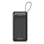 Powerbank MediaRange MRMA753 10 000 mAh LiPo su integruotais kabeliais, LC ekranu, USB-C PD ir Quick Charge, juoda