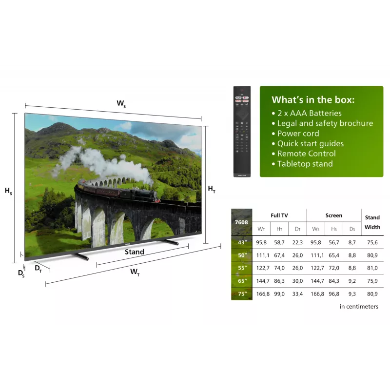 Philips 7600 serijos 75PUS7608/12 televizorius 190,5 cm (75 col.) 4K Ultra HD Smart TV Wi-Fi Antracitas, Pilka