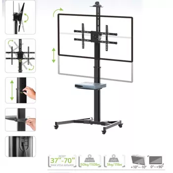 Techly ICA-TR46 daugialypės terpės stovas / vežimėlis, juodas