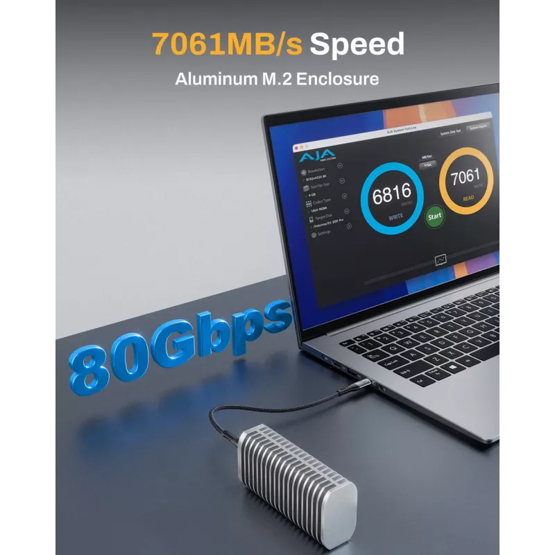 TerraMaster D1 SSD Pro išorinis SSD korpusas, aliuminis, M.2