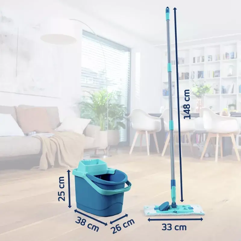 Grindų valymo rinkinys Leifheit PowerClean M 1055510 su mikropluošto antgaliu ir reguliuojama rankena