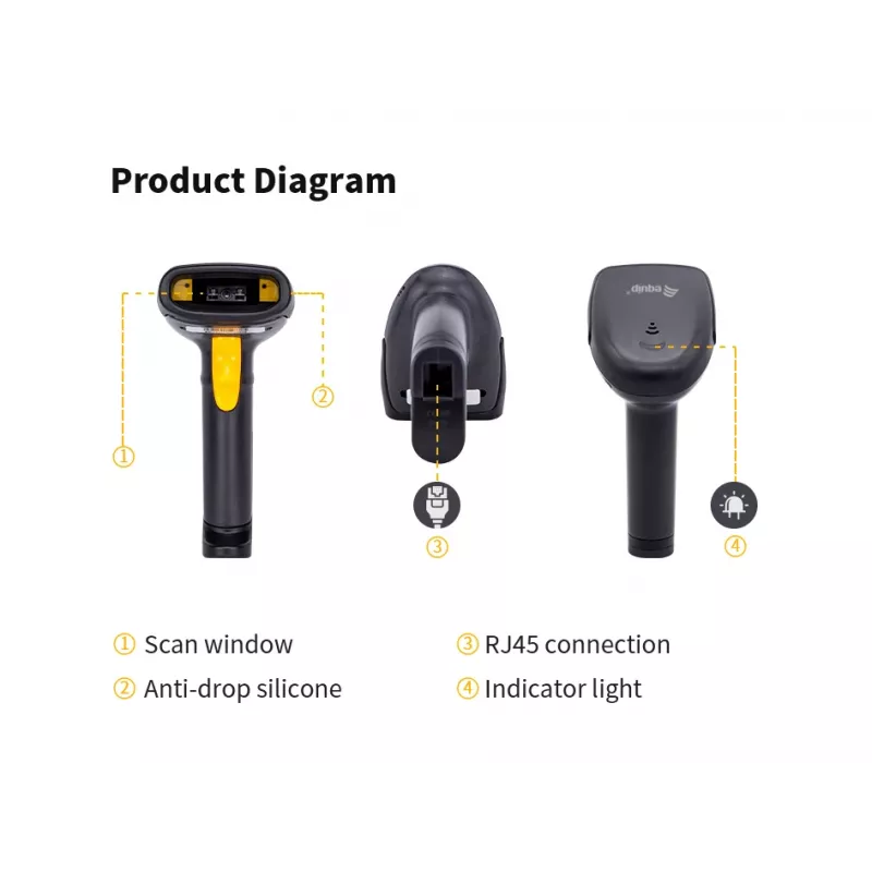 Rankinis brūkšninių kodų skaitytuvas Equip USB 1D su stovu LED laidinis 1,8 m