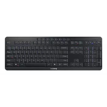 Klaviatūra Cherry Stream Ultimate – pilno dydžio, USB, RF belaidis ir Bluetooth, QWERTY anglų, LED apšvietimas, juoda