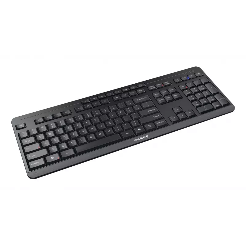 Klaviatūra Cherry Stream Ultimate – pilno dydžio, USB, RF belaidis ir Bluetooth, QWERTY anglų, LED apšvietimas, juoda