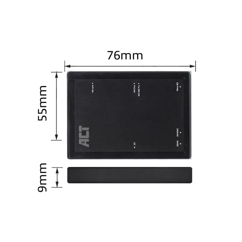 ACT AC6370 USB 3.0 kortelių skaitytuvas CF MMC MS Duo MicroSD SDHC juodas