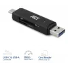 Kortelių skaitytuvas ACT USB-C/USB-A 3.0 juodas