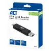 Kortelių skaitytuvas ACT USB-C/USB-A 3.0 juodas