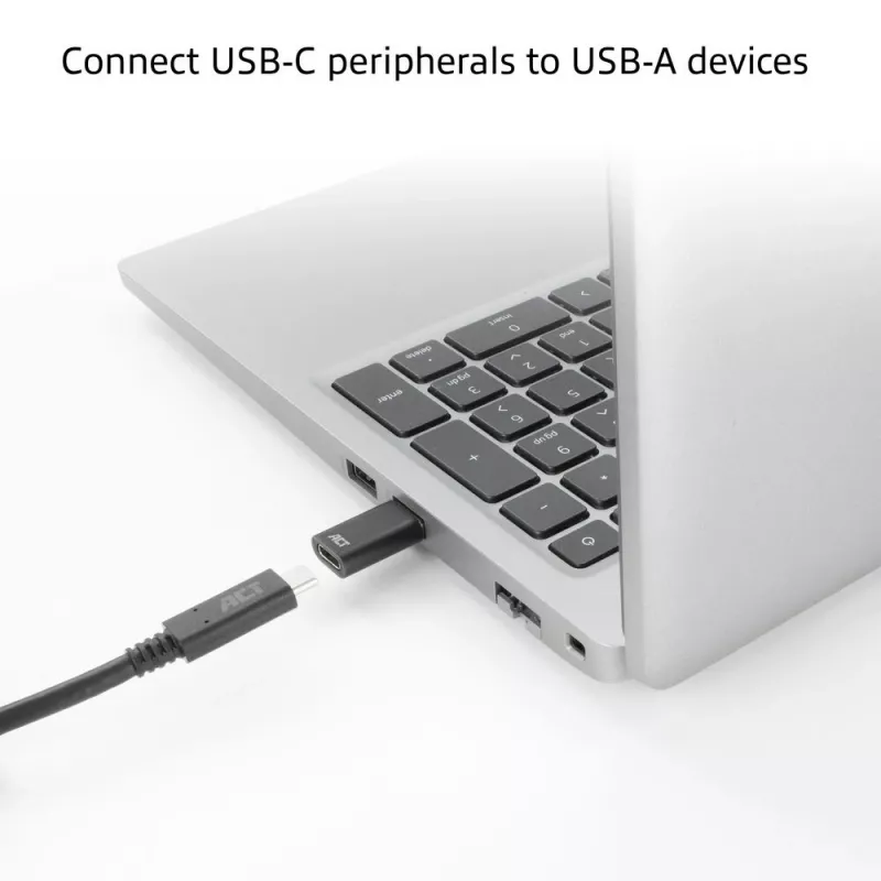 Adapteris USB-A (vyriškas) į USB-C (moteriškas) ACT AC7376 juodas