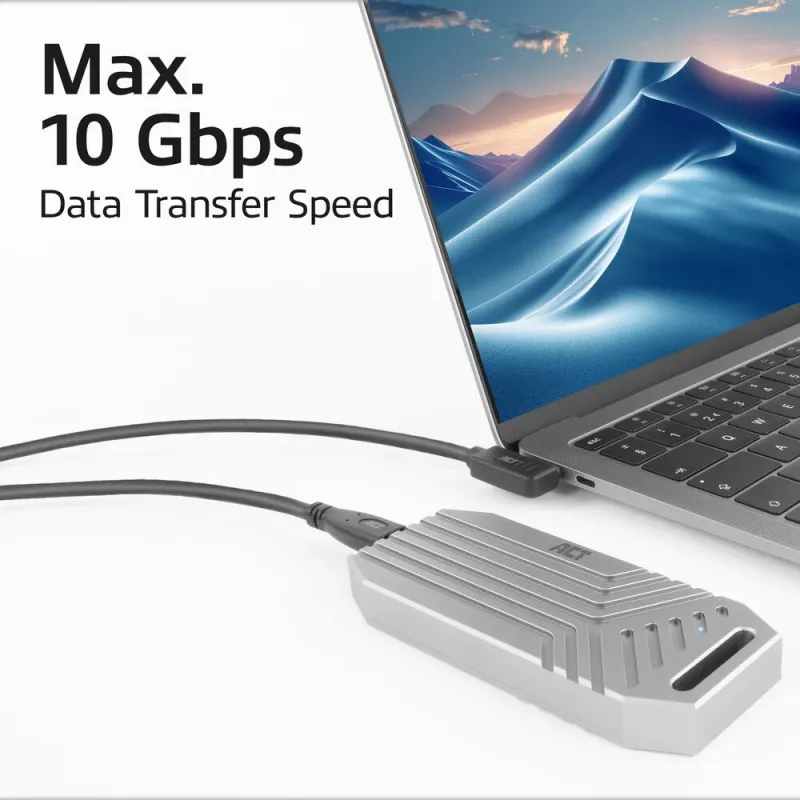 ACT USB 3.0 10Gbps 60W USB Type-C (tiesus) į USB Type-C (kairysis/dešinysis lenktas) laidas, 0,5 m