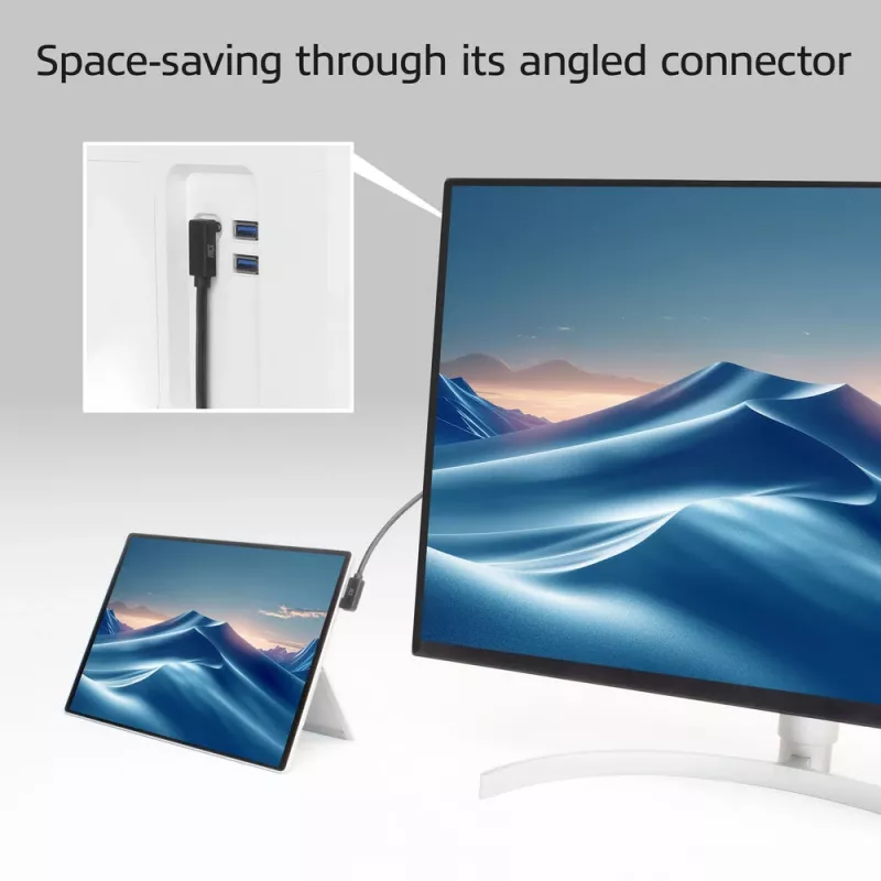 ACT USB 3.0 10Gbps 60W USB Type-C (kairė/dešinė kampinė) į USB Type-C (aukštyn/žemyn kampinė) laidas, 0,5 m