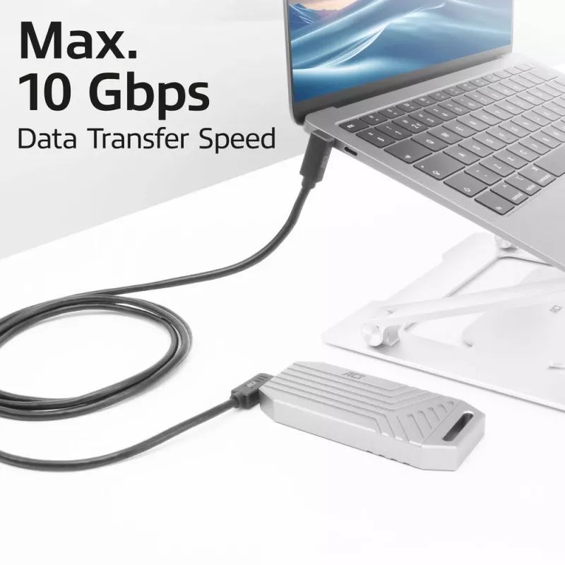ACT USB 3.0 10Gbps 60W USB Type-C (kairysis/dešinysis kampinis) į USB Type-C (viršutinis/apatinis kampinis) laidas, 1 m
