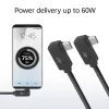 ACT USB 3.0 10Gbps 60W USB Type-C® (kairė/dešinė kampuotas) į USB Type-C® (kairė/dešinė kampuotas) laidas, 2 metrai