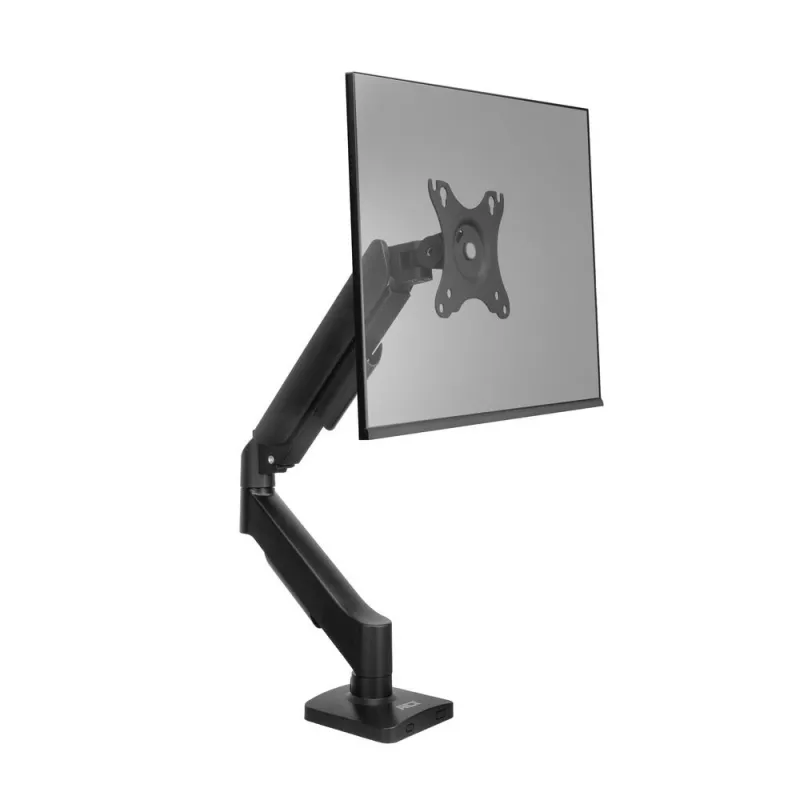 Monitoriaus rankena ACT 35 colių ekranams, dujinė spyruoklė, vienas monitorius, spaustuvas/per angą, iki 9 kg, VESA 75x75–100x100, pakreipimas ±45°, juoda