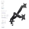 ACT monitorių laikiklis 35 colių, dujinis, 2 monitoriams, Essentials, Clamp/Grommet, 18 kg, 43,2 cm (17 inch), 88,9 cm (35 inch), 100 x 100 mm, juodas