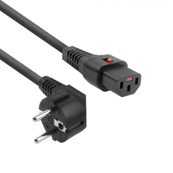 ACT Powercord CEE 7/7 kištukas (kampuotas) - C13 IEC Lock juoda 5 m, EL269S