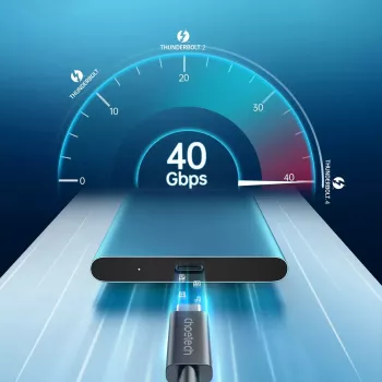 USB-C į USB-C Thunderbolt 4 laidas CHOETECH A3010 — 40 Gbps, 100 W, 0,8 m, juodas