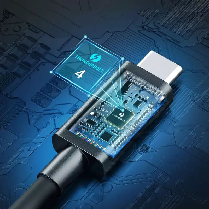 USB-C į USB-C Thunderbolt 4 laidas CHOETECH A3010 — 40 Gbps, 100 W, 0,8 m, juodas