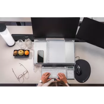 BakkerElkhuizen FlexDesk 640 reguliuojamo aukščio dokumentų laikiklis su ComfortRead
