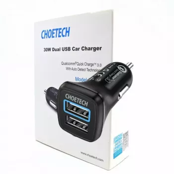 Maitinimo adapteris CHOETECH C0051 dviejų USB-A 36W QC3.0, juodas