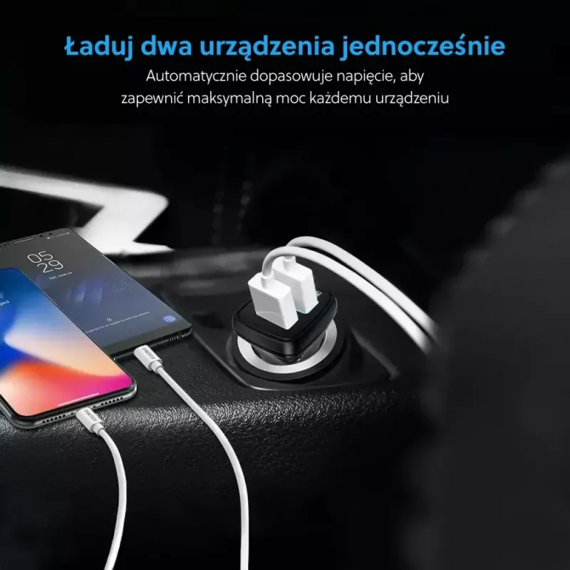 Maitinimo adapteris CHOETECH C0051 dviejų USB-A 36W QC3.0, juodas
