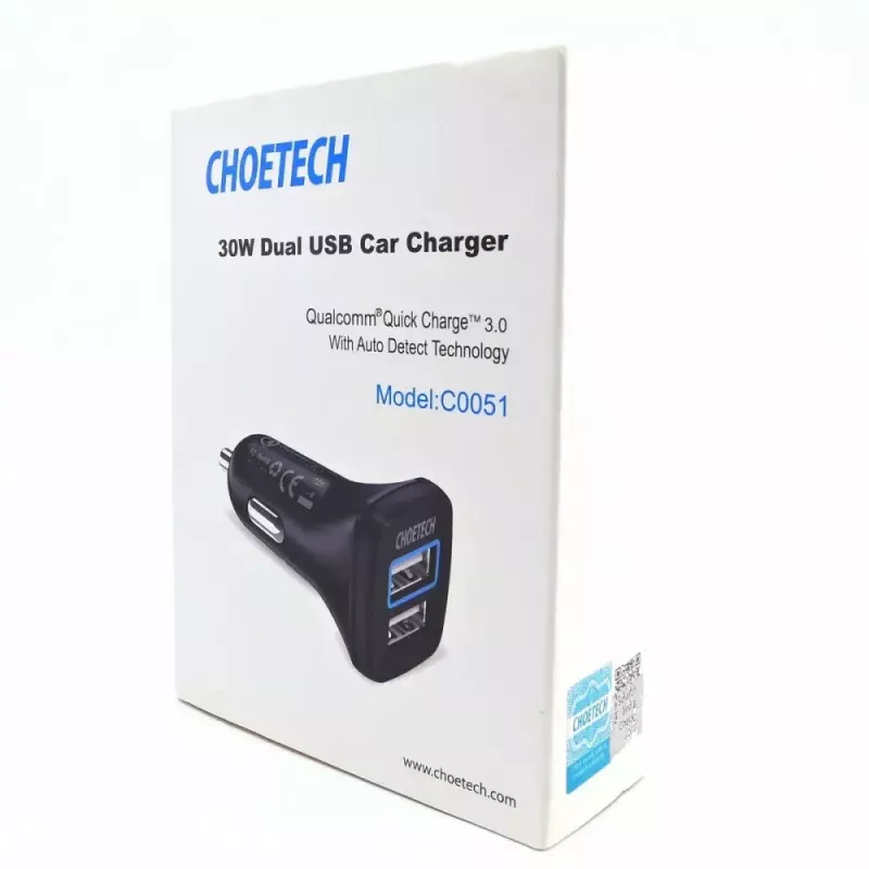 Maitinimo adapteris CHOETECH C0051 dviejų USB-A 36W QC3.0, juodas