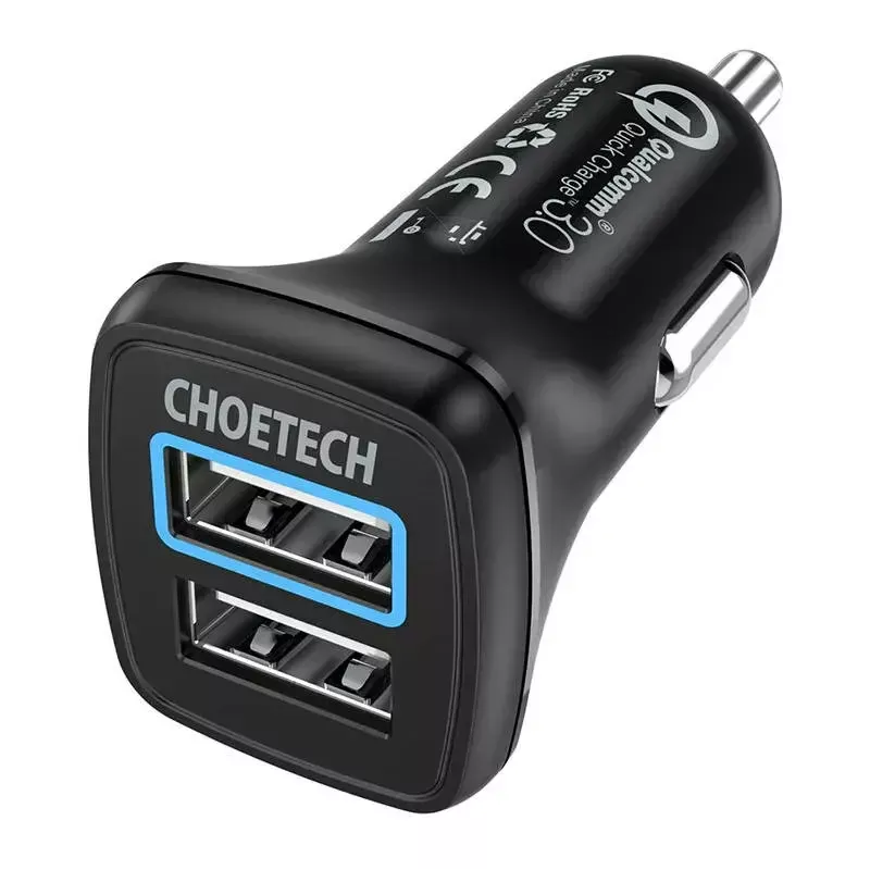 Maitinimo adapteris CHOETECH C0051 dviejų USB-A 36W QC3.0, juodas