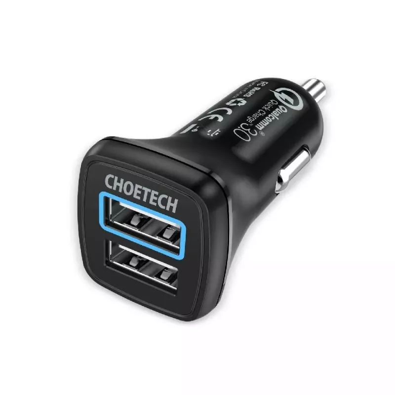 Maitinimo adapteris CHOETECH C0051 dviejų USB-A 36W QC3.0, juodas