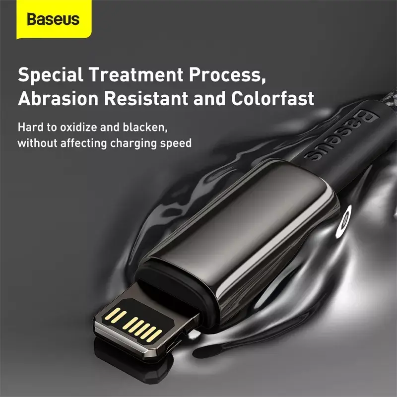 Laidas Baseus Tungsten Gold 1 m Juodas Lightning į USB-C