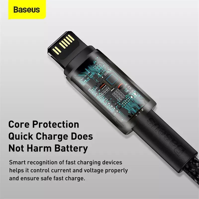 Laidas Baseus Tungsten Gold 1 m Juodas Lightning į USB-C