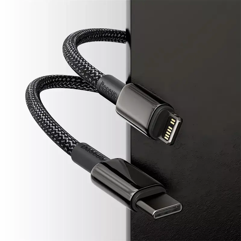 Laidas Baseus Tungsten Gold 1 m Juodas Lightning į USB-C