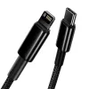 Laidas Baseus Tungsten Gold 1 m Juodas Lightning į USB-C