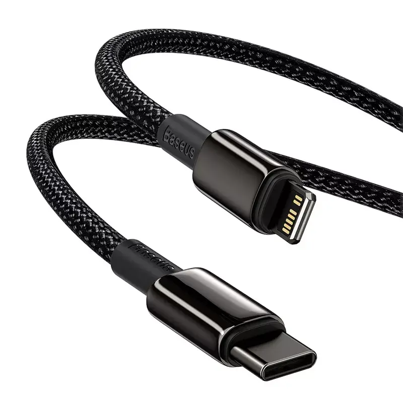 Laidas Baseus Tungsten Gold 1 m Juodas Lightning į USB-C