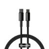 Laidas Baseus Tungsten Gold 1 m Juodas Lightning į USB-C
