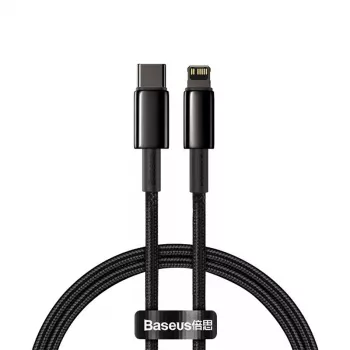 Laidas Baseus Tungsten Gold 1 m Juodas Lightning į USB-C