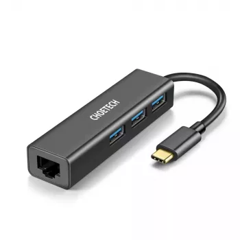 USB-C į RJ-45 Ethernet adapteris su 3x USB-A CHOETECH HUB-U02BK