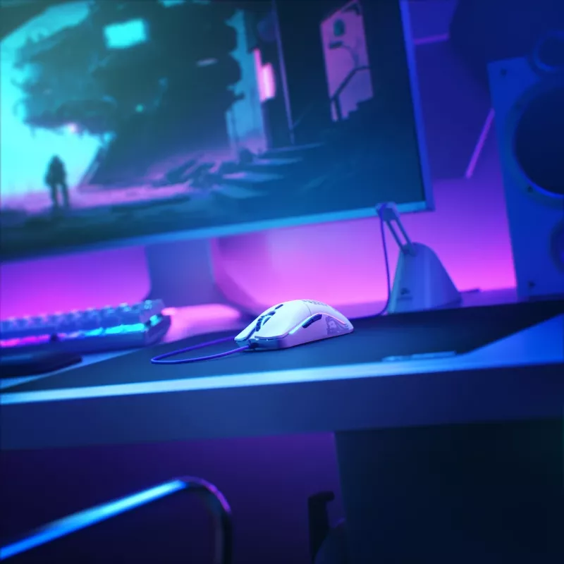 Glorious Gaming pelė Model O Regular (balta), dešinei rankai, optinė, USB Type-A, 12000 DPI, balta