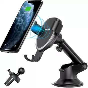 Automobilinis telefono laikiklis CHOETECH T536-S su 10W belaidžiu krovimu, tvirtinimas prie prietaisų skydelio / stiklo