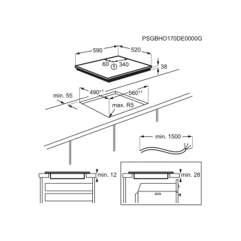 Elektrolux EHF6232FOK Juoda 60 cm Keraminė kaitlentė