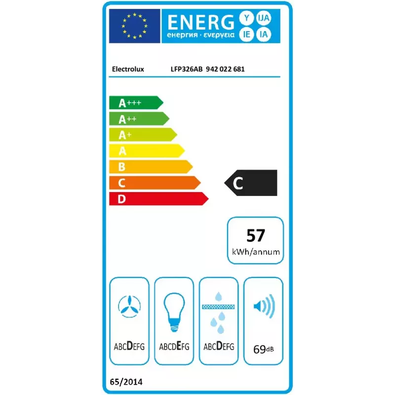Įmontuojamas gartraukis Electrolux Serie 300 LFP326AB, LED, 57 dB