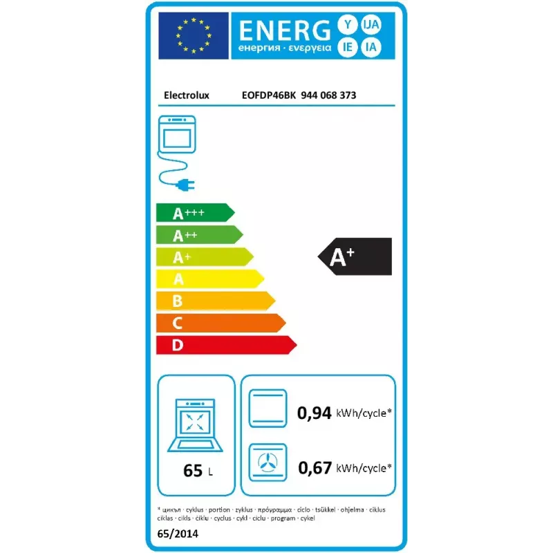 Elektrinė orkaitė Electrolux 600 SurroundCook EOFDP46BK 65 L įmontuojama juoda