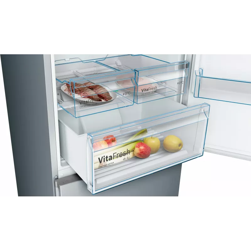 Bosch Serie 4 KGN49XLEA laisvai pastatomas šaldytuvas-šaldiklis, 438 L, nerūdijantis plienas