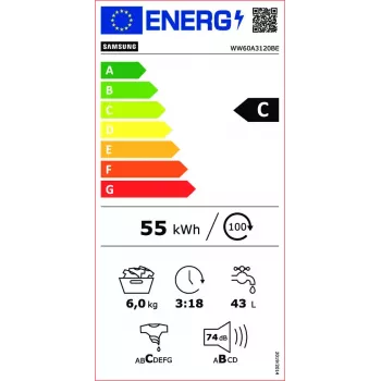 Samsung WW60A3120BE/LE skalbyklė priekinio pakrovimo 6 kg 1200 RPM balta