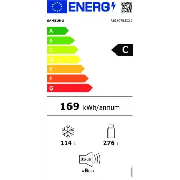 Šaldytuvas-šaldiklis Samsung RB38C7B5C12/EF 390 L Baltas Laisvai Pastatomas