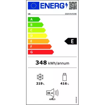 LG InstaView GSXV91PZAE šaldytuvas šaldiklis Side-by-Side laisvai pastatomas 635 L juodas nerūdijantis plienas