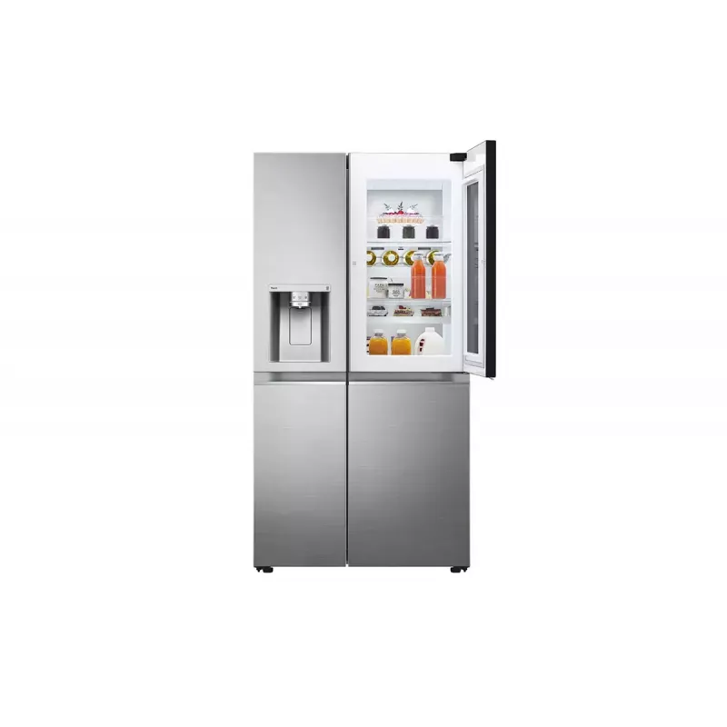 LG InstaView GSXV91PZAE šaldytuvas šaldiklis Side-by-Side laisvai pastatomas 635 L juodas nerūdijantis plienas
